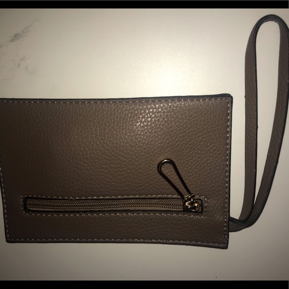 taupe faux leather wristlet - Picture 1 of 3